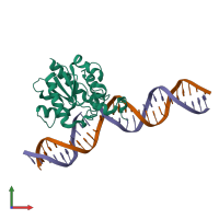 PDB entry 4z3a coloured by chain, front view.