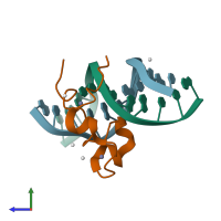 PDB entry 4z3c coloured by chain, side view.