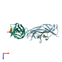 PDB entry 4z3g coloured by chain, top view.