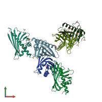 PDB entry 4z3l coloured by chain, front view.