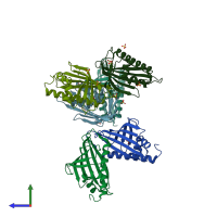 PDB entry 4z3l coloured by chain, side view.