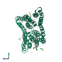 PDB entry 4z3n coloured by chain, side view.