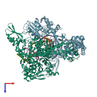 PDB entry 4z3o coloured by chain, top view.