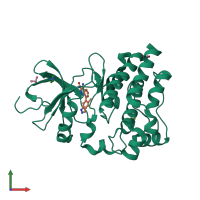 PDB entry 4z3v coloured by chain, front view.
