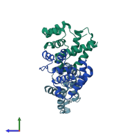 PDB entry 4z45 coloured by chain, side view.