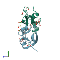 PDB entry 4z4a coloured by chain, side view.