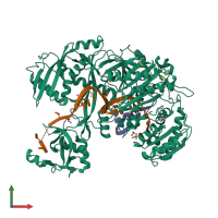 PDB entry 4z4d coloured by chain, front view.