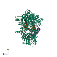 PDB entry 4z4d coloured by chain, side view.