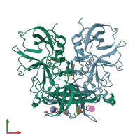 PDB entry 4z4s coloured by chain, front view.