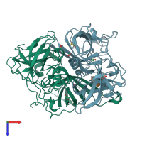 PDB entry 4z4y coloured by chain, top view.