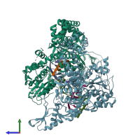 PDB entry 4z53 coloured by chain, side view.