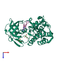 PDB entry 4z55 coloured by chain, top view.
