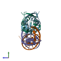 PDB entry 4z5c coloured by chain, side view.