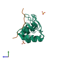 PDB entry 4z68 coloured by chain, side view.