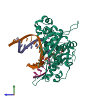 PDB entry 4z6d coloured by chain, side view.
