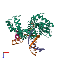 PDB entry 4z6d coloured by chain, top view.