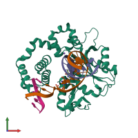 PDB entry 4z6f coloured by chain, front view.