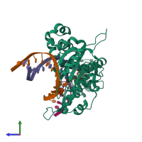 PDB entry 4z6f coloured by chain, side view.