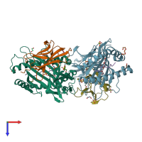 PDB entry 4z77 coloured by chain, top view.