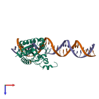 PDB entry 4z7b coloured by chain, top view.