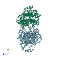 PDB entry 4z7g coloured by chain, side view.