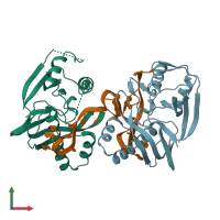 PDB entry 4z7k coloured by chain, front view.