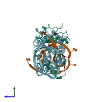 PDB entry 4z7k coloured by chain, side view.