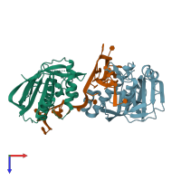 PDB entry 4z7k coloured by chain, top view.