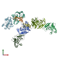 PDB entry 4z7l coloured by chain, front view.