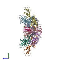 PDB entry 4z7w coloured by chain, side view.