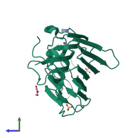 PDB entry 4z8b coloured by chain, side view.