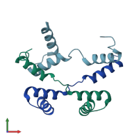 PDB entry 4z8e coloured by chain, front view.