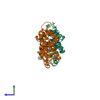 PDB entry 4z8k coloured by chain, side view.