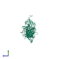 PDB entry 4z97 coloured by chain, side view.