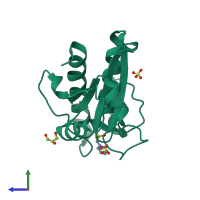 PDB entry 4z9a coloured by chain, side view.