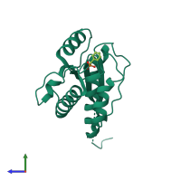 PDB entry 4z9b coloured by chain, side view.