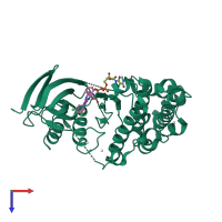 PDB entry 4z9l coloured by chain, top view.