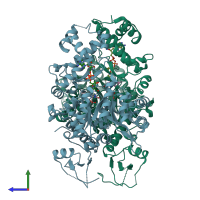 PDB entry 4z9r coloured by chain, side view.