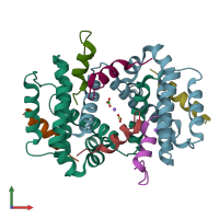 PDB entry 4z9v coloured by chain, front view.