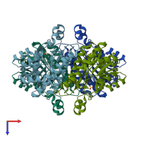 PDB entry 4z9y coloured by chain, top view.