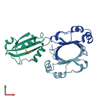 PDB entry 4za1 coloured by chain, front view.