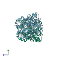 PDB entry 4zad coloured by chain, side view.