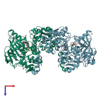 PDB entry 4zad coloured by chain, top view.