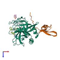 PDB entry 4zae coloured by chain, top view.