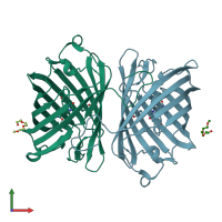 PDB entry 4zb1 coloured by chain, front view.