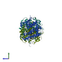 PDB entry 4zb6 coloured by chain, side view.
