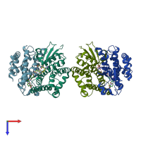 PDB entry 4zb6 coloured by chain, top view.