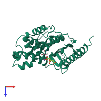 PDB entry 4zbe coloured by chain, top view.