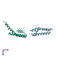 PDB entry 4zbm coloured by chain, top view.
