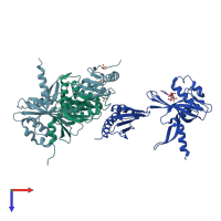 PDB entry 4zbp coloured by chain, top view.